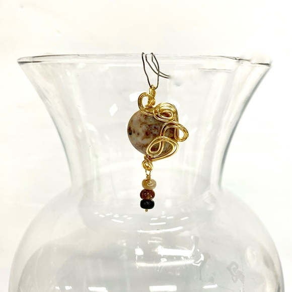 HANDMADE Genuine Jasper Stone Wire Wrapped Pendant with Jasper Dangle Accent - Picture 3 of 9